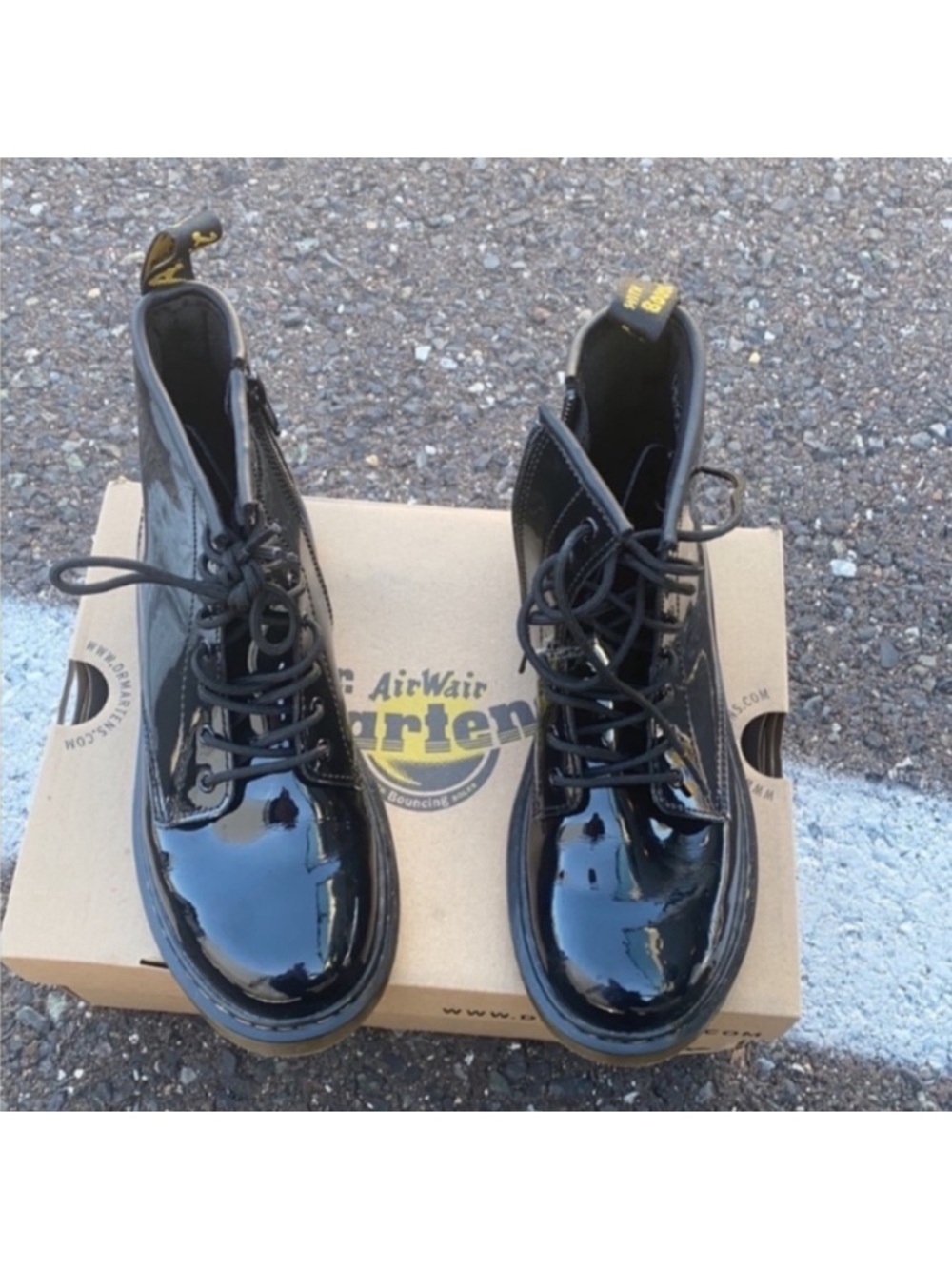Black Patent Leather Big girl Lace-Up Boots